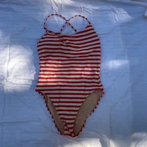 J crew striped one piece swimsuit